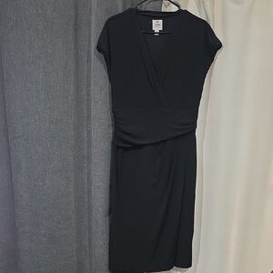 Suzi Chin Black Midi Dress with V-Neck